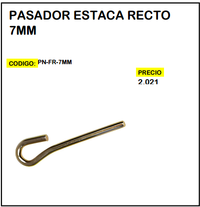 Pasador Estaca Recto 7mm