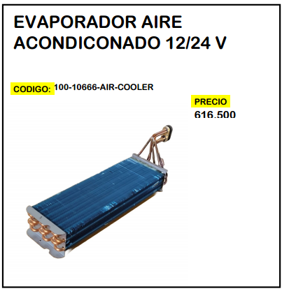 Evaporador Aire Acondicionado 12/24V