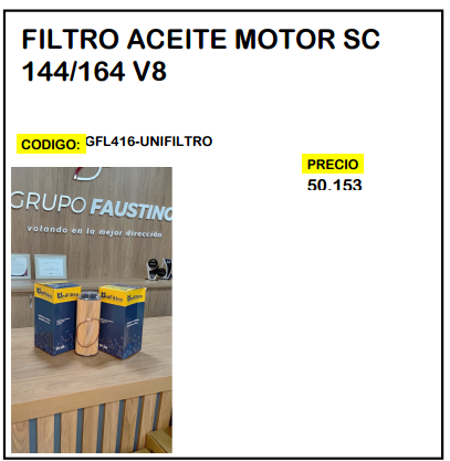 Filtro Aceite Motor SC 144/164 V8