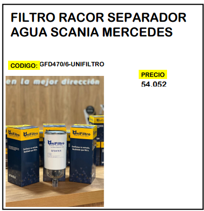Filtro Racor Separador Agua Scania Mercedes