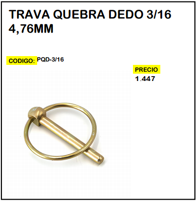 Traba Quebra Dedo 3/16 4,76mm