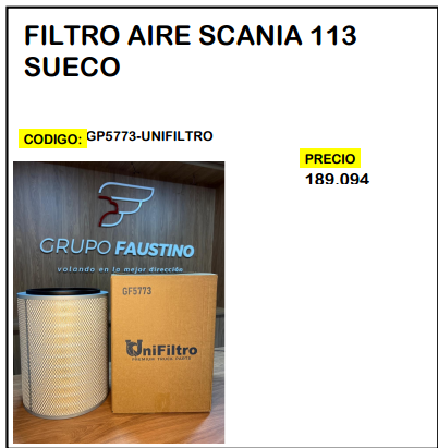 Filtro Aire Scania 113 Sueco