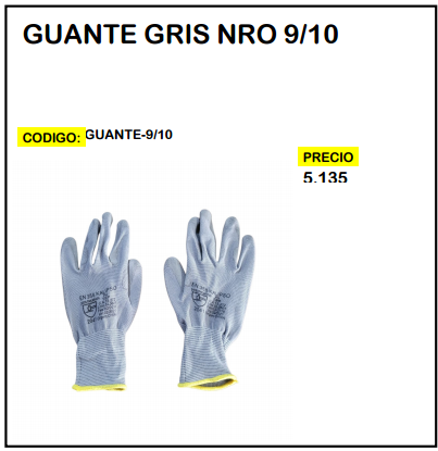 Guante Gris Nro 9/10