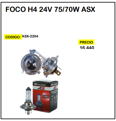 Foco H4 24V 75/70W ASX