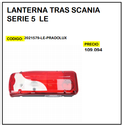 Lanterna Tras Scania Serie 5 LE