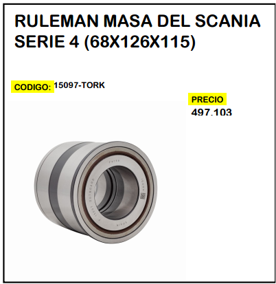 Rulemán Masa Del Scania Serie 4 (68x126x115)
