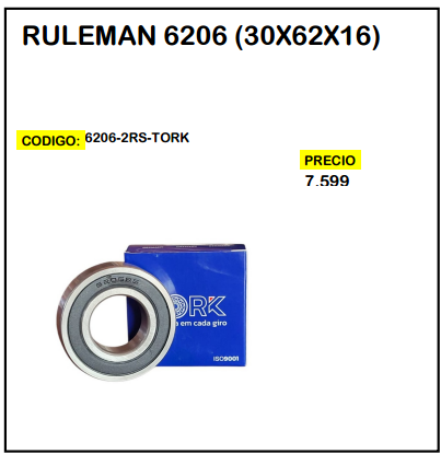 Rulemán 6206 (30x62x16)
