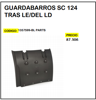 Guardabarros SC 124 Tras LE/Del LD