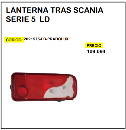 Lanterna Tras Scania Serie 5 LD