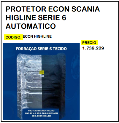 Protector Econ Scania Highline Serie 6 Automático