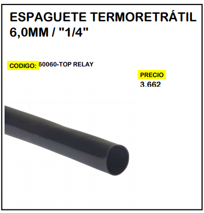 Espaguete Termoretratil 6,0mm / 1/4"