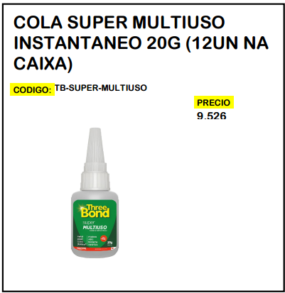 Cola Super Multiuso Instantaneo 20g (12un na Caixa)