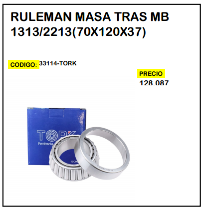 Rulemán Masa Tras MB 1313/2213 (70x120x37)