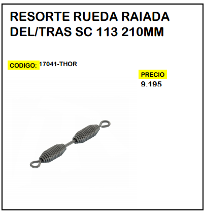 Resorte Rueda Raiada Del/Tras SC 113 210mm
