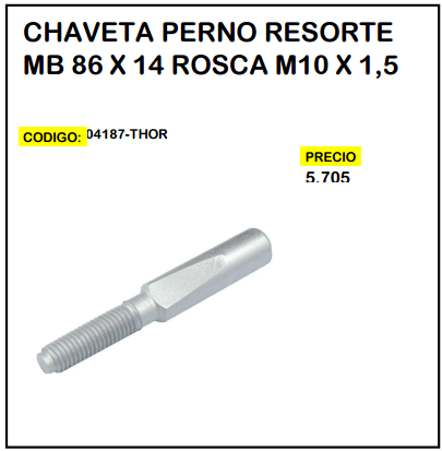 Chaveta Perno Resorte MB 86x14 Rosca M10x1,5