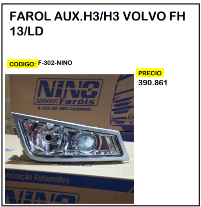Farol Aux H3/H3 Volvo FH 13 LD