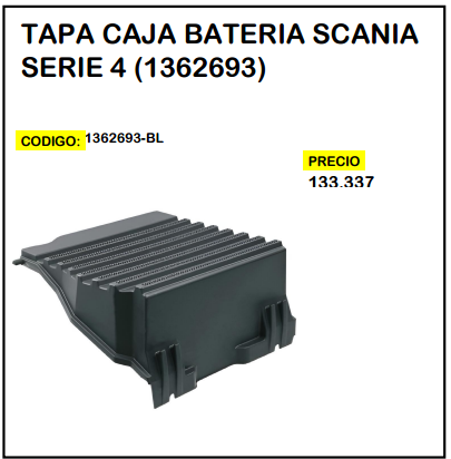 Tapa Caja Batería Scania Serie 4 (1362693)