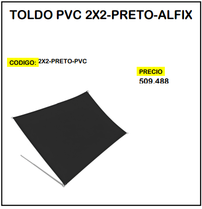 Toldo PVC 2x2 Negro Alfix