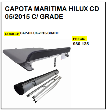 Capota Maritima Hilux CD 05/2015 c/Grade