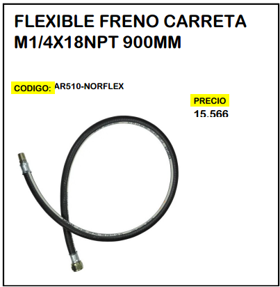 Flexible Freno Carreta M1/4x18NPT 900mm