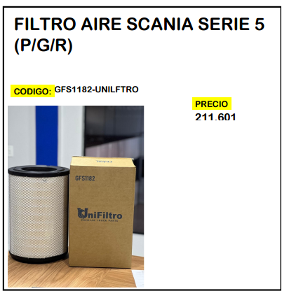 Filtro Aire Scania Serie 5 (P/G/R)