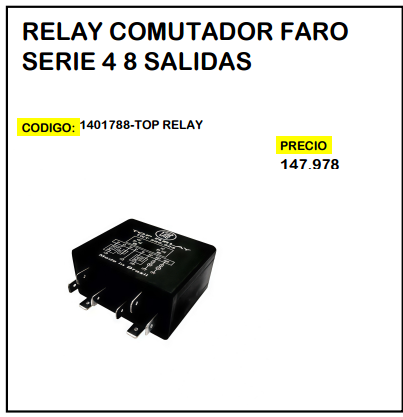 Relay Comutador Faro Serie 4 8 Salidas