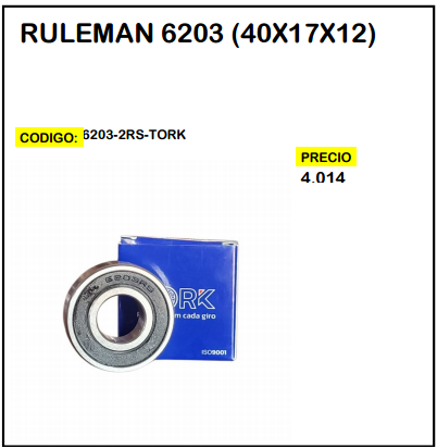 Rulemán 6203 (40x17x12)