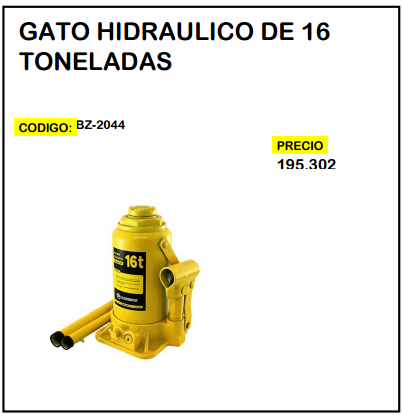 Gato Hidráulico de 16 Toneladas