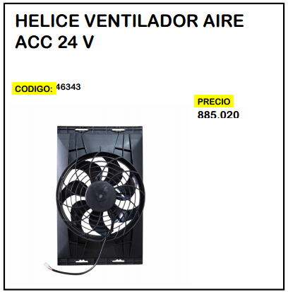 Helice Ventilador Aire Acc 24V
