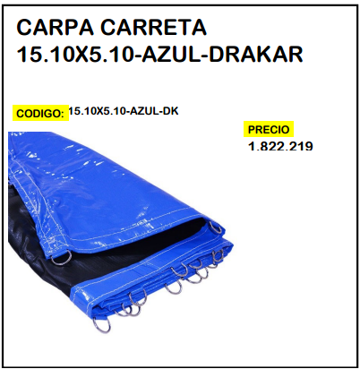 Carpa Carreta 15.10x5.10 Azul Drakar