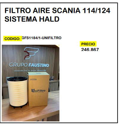 Filtro Aire Scania 114/124 Sistema Hald