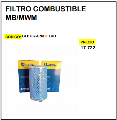 Filtro Combustible MB/MWM