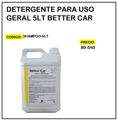 Detergente para Uso Geral 5LT Better Car