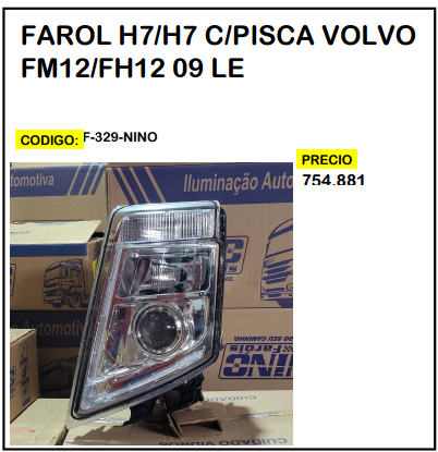 Farol H7/H7 c/Pisca Volvo FM12/FH12 09 LE
