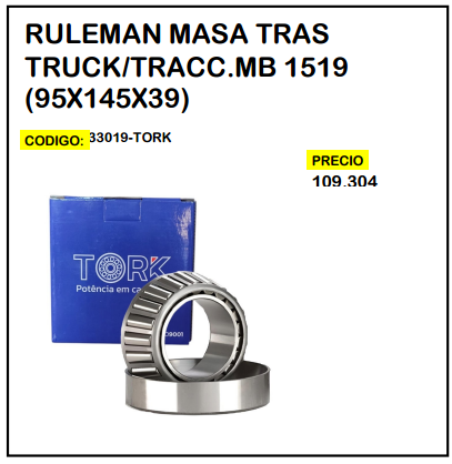 Rulemán Masa Tras Truck/Tracc MB 1519 (95x145x39)