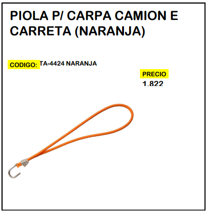 Piola p/ Carpa Camión e Carreta (Naranja)