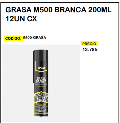 Grasa M500 Branca 200ml 12UN CX