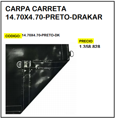 Carpa Carreta 14.70x4.70 Preto Drakar