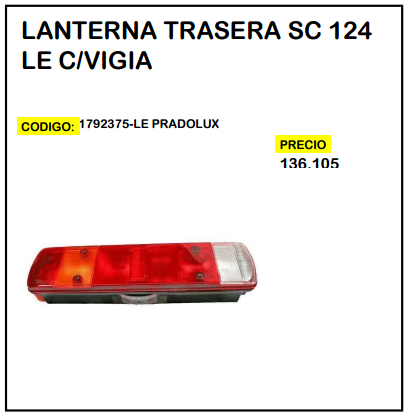 Lanterna Trasera SC 124 LE c/Vigía